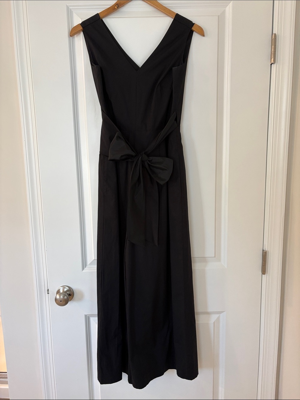 J. Crew Black V-Neck Jumpsuit with Waist Bow